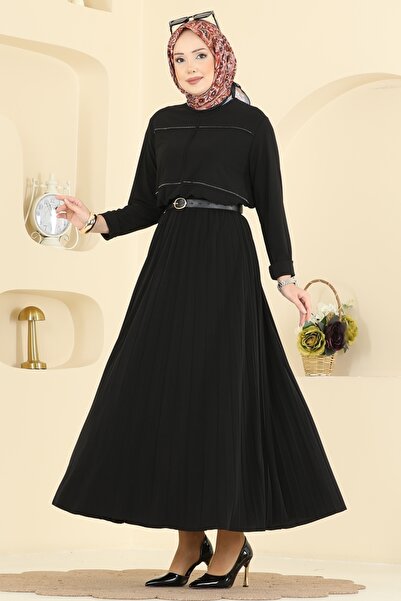 ModaMerve Eteği Piliseli Sandy Takım 3483UZ662-MS Siyah