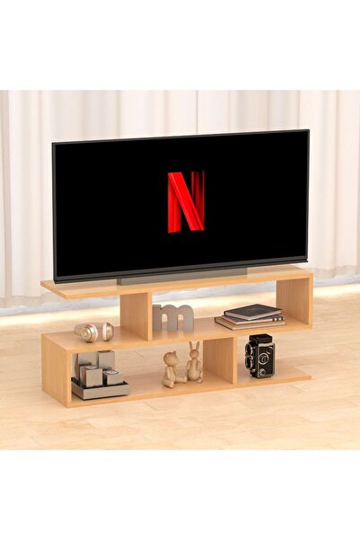 Mahmayi Universal Beech Modern TV Stand with Coffee Table for Laptop Computer