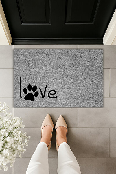 Dormot سجادة مدخل حديثة مطبوعة رقميًا - Patili Love - سجادة مدخل 70x45 سم