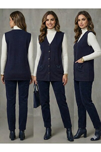 onno style women Cebi Butterfly Stone Steel Knit Classic Tricot Vest