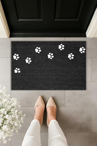 Dormot Modern Digital Printing Doormat - Paw Print - Front Door Mat 70X45Cm