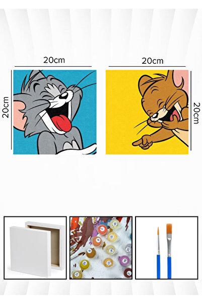 Corvo Sayılarla Boyama 20x20 Cm Tuval Seti 2 ADET TUVAL Fırça Boya Dahil Çıta...