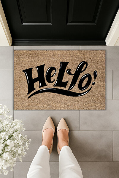 Dormot سجادة مدخل حديثة بطباعة رقمية - مكتوب عليها 'مرحبًا' - سجادة أمام البا...