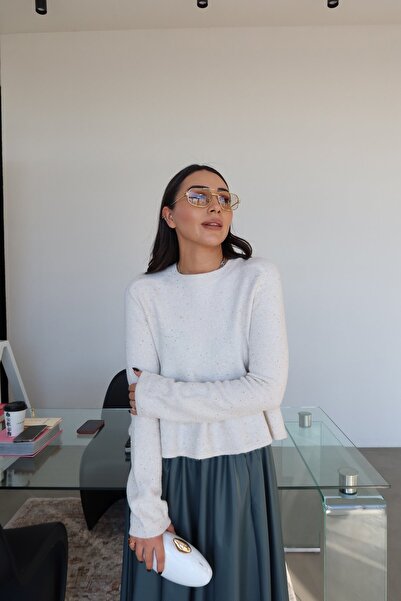 Özge Özgenç Sequin Glitter Peplum Sweater