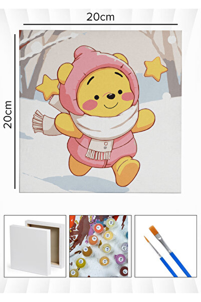 Corvo Sayılarla Boyama 20x20 Cm Tuval Seti Fırça Boya Dahil Çıtaya Gerili - K...