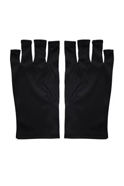 Pink Nails Short Black Gloves UV Protection