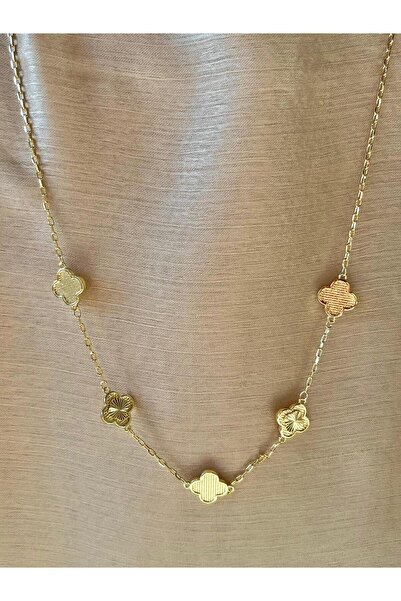 D&Z ACCESSORİES Viral Gold Yonca Şans Kolyesi | Vip Altın Kaplama Gold Renk Y...