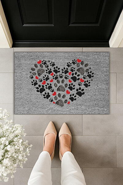 Dormot سجادة مدخل حديثة بطباعة رقمية - تصميم قلب متعدد الأصابع - سجادة أمام ا...