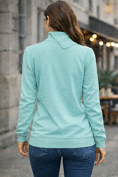 AJX TEKSTİL COMPANY Women's Basic Knitwear Sweater Half Turtleneck Raglan Sle...