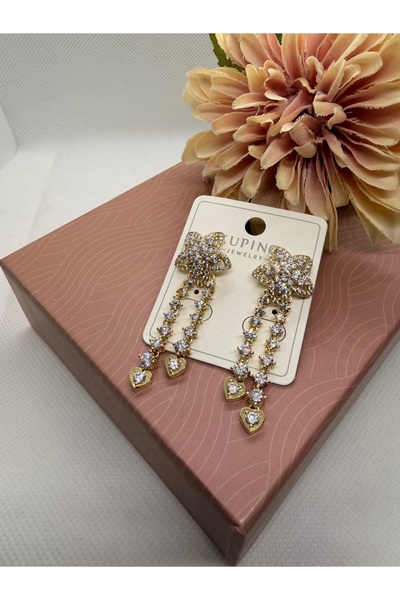 XUPING JEWELRY Zircon Stone Flower Model Hanging Steel Earrings