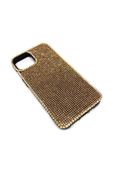 Oto Aksesuarcım iPhone 13 6.1' Compatible Crystal Stone Black Phone Case Gold...