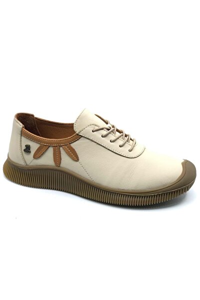 Venüs Lepus Genuine Leather Orthopedic Women's Casual Shoes Beige