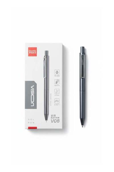 Comix قلم جل V08، 0.5 مم، أسود، 12 قطعة