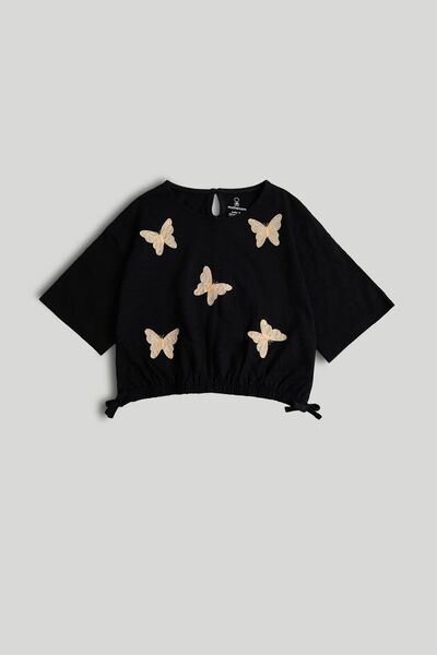 MOTHERCARE Black Butterfly T-Shirt
