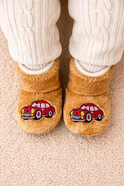 Numix Baby Kids Çocuk Panduf,Bebek Ev Botu,Araba Desenli, Kaymaz Taban, Sıcac...