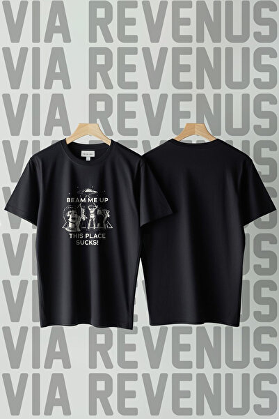 Vordevia Beam Me Up Stranger Things cu imprimeu guler rotund Wide Fit Unisex ...