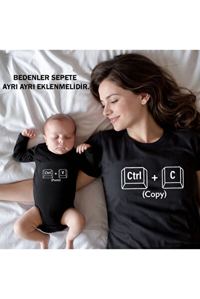 MODA Copy and Paste Printed Mother Baby Family T-Shirt Bodysuit Combination