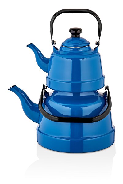 Ebru Metal Nostaljik Emaye Çaydanlık Takımı 16/22 (ÇOK BÜYÜK BOY)