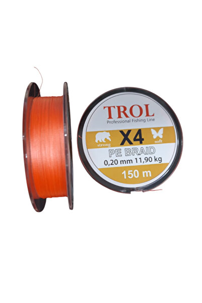 ERCİYES BALIK AVI MALZEMELERİ Trol PE X4 İp Spin İp Misina 150 m Turuncu