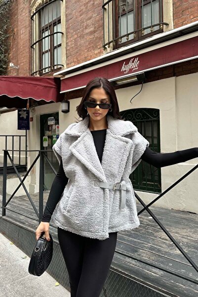 My Loore Gray Belted Plush Women's Vest |   Oversized Comfortable Fit Stylish...