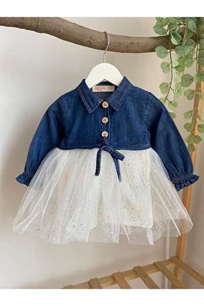 Butik Kız Bebek Denim Elbise
