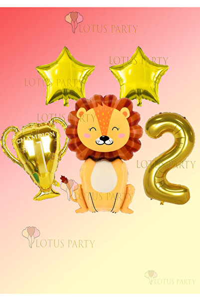 LOTUS PARTY Lion Balloon Trophy Balloon Gold Number Balloon Gold Star Balloon...