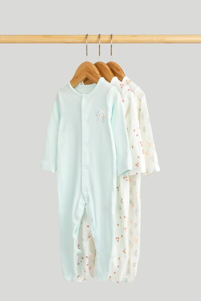MOTHERCARE 3 Pack Breakfast Friends Sleepsuits
