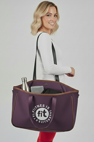 woys Purple Color Women's Sports Bag with Shoulder Strap - Fitness, Pilates, ...