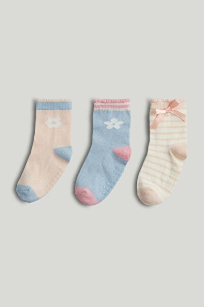 MOTHERCARE عبوة من 3 جوارب مانعة للانزلاق بنقشة زهور