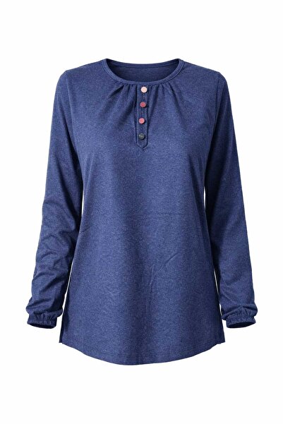 Nacar Moda Women's Stretch Fabric Winter Mother's Combed Cotton Blouse with B...