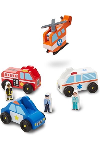 Melissa & Doug مجموعة ألعاب خشبية لمركبات الطوارئ