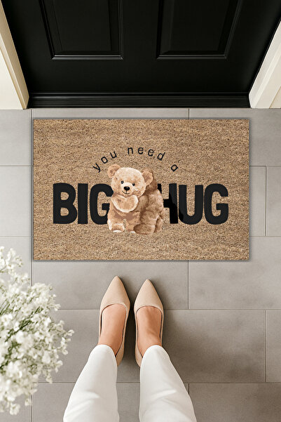 Rugmood سجادة مدخل حديثة مطبوعة رقميًا - Big Hug - سجادة مدخل 70x45 سم