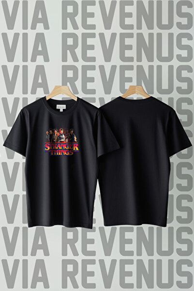 Vordevia Stranger Things Pre cu imprimeu guler rotund Wide Fit Unisex tricou