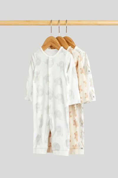 MOTHERCARE 3 Pack Origami Footless Sleepsuits