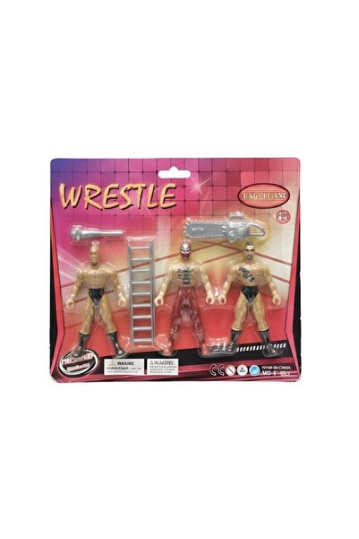 Premium Wrestle Action Figure Set – 3 Wrestler Characters with Ladder & Acces...