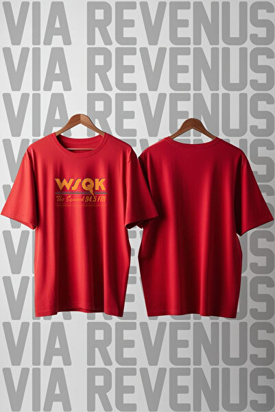 Vordevia Wsqk 94.5 Fm Printed Crew Neck Wide Fit Unisex Tshirt