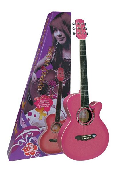 VALENCIA Gypsy Rose GRA1KCPK Akustik Gitar Seti (Pembe) | Küçük Gövde - Rahat...