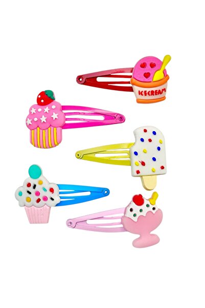 SHEKER HOME Girl's Ice Cream & Cupcake Figured Snap Buckle Set – 5 Pieces