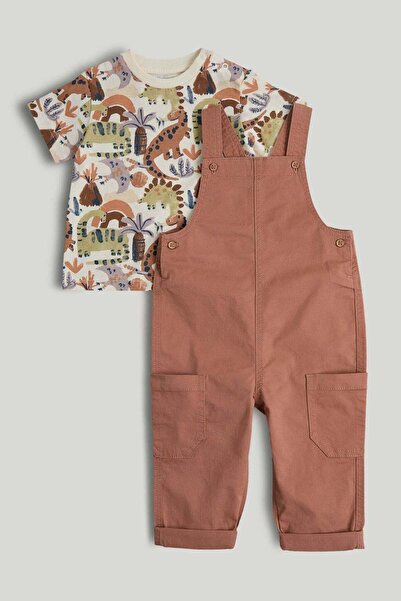 MOTHERCARE Dinosaur Dungarees and T-Shirt Outfit
