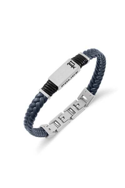 Police Ridgecord Blue Braided Leather & Cord Bracelet for Men