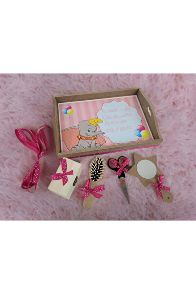 OBSIDION Set tavita taiere mot/turta cu print, 6 piese - Pink Elephant