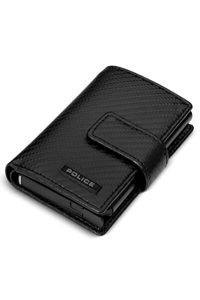 Police Joewel Textile & Alloy Men's Automatic Card Case, Rfid Safe for Men