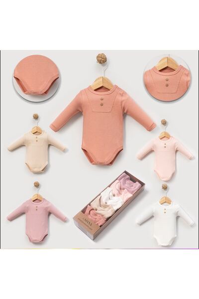 Ozz Baby Newborn Baby Girl 0/3-3/6 Months 100% Cotton K Ribbed Knit Long Slee...