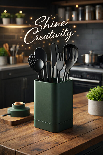 Shine Creativity Tezgah Üstü Kaşıklık Kepçelik Mutfak Organizeri 15cm