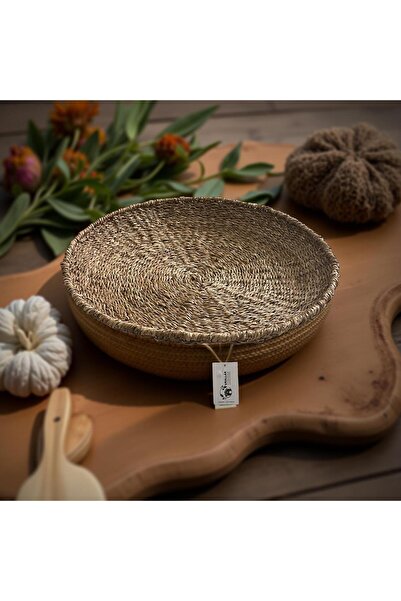 URALLAR HOME DESİGN DEMİR ÇERÇEVELİ YUVARLAK HASIR TEPSİ