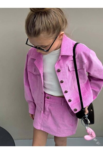 Lolliboomkids Fusta pentru fetiță, culoare roz, material reiat din catifea set