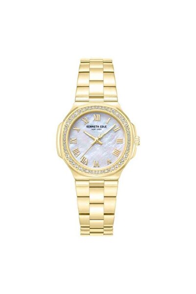 Kenneth Cole New York ساعة روكلاند التناظرية ذات مينا من عرق اللؤلؤ الأبيض وس...