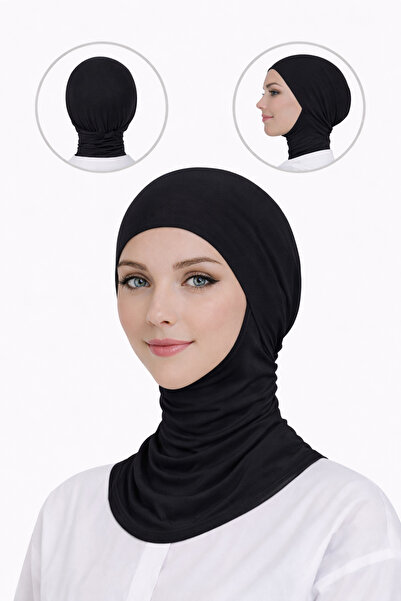 VALURESS Kadın Tesettür Pratik Boyunluklu Ninja Bone Siyah Sporcu Bone