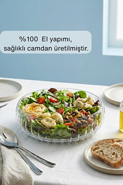 Glamis Selen Concept El Yapımı Orta Boy Cam Salata Kasesi