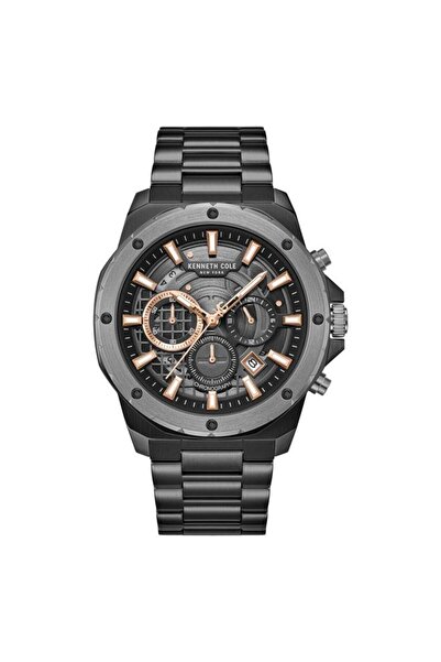 Kenneth Cole New York Hollis Black Dial Black Stainless Steel Bracelet Chrono...